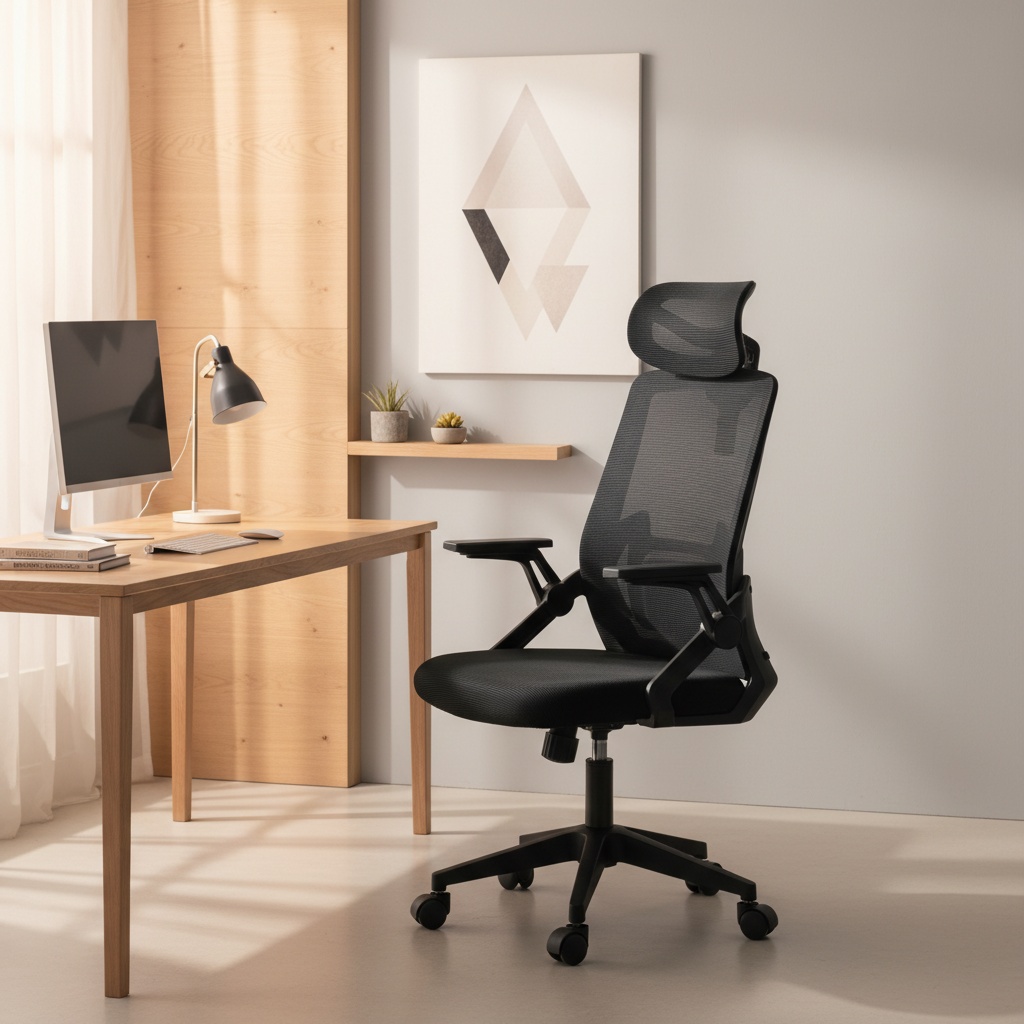 인체공학 메쉬 사무용의자 헤드레스트 요추지지 각도조절 90도 팔걸이 장시간 편안 재택근무 학습용 컴퓨터 책상의자, 블랙 69,090원