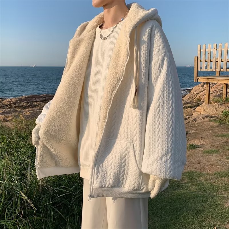 ANYOU 남성 보온 양털 코트 가을 겨울 기모 자켓 후드점퍼 54,840원