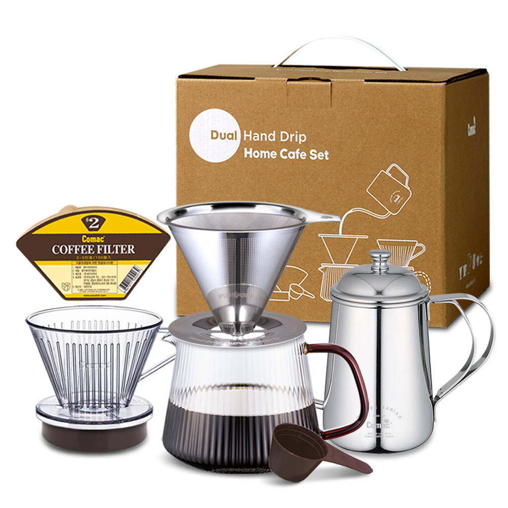 코맥 듀얼 핸드드립 홈카페 스텐 필터 + 에코젠 드리퍼 세트 DHS3 650ml 50,700원