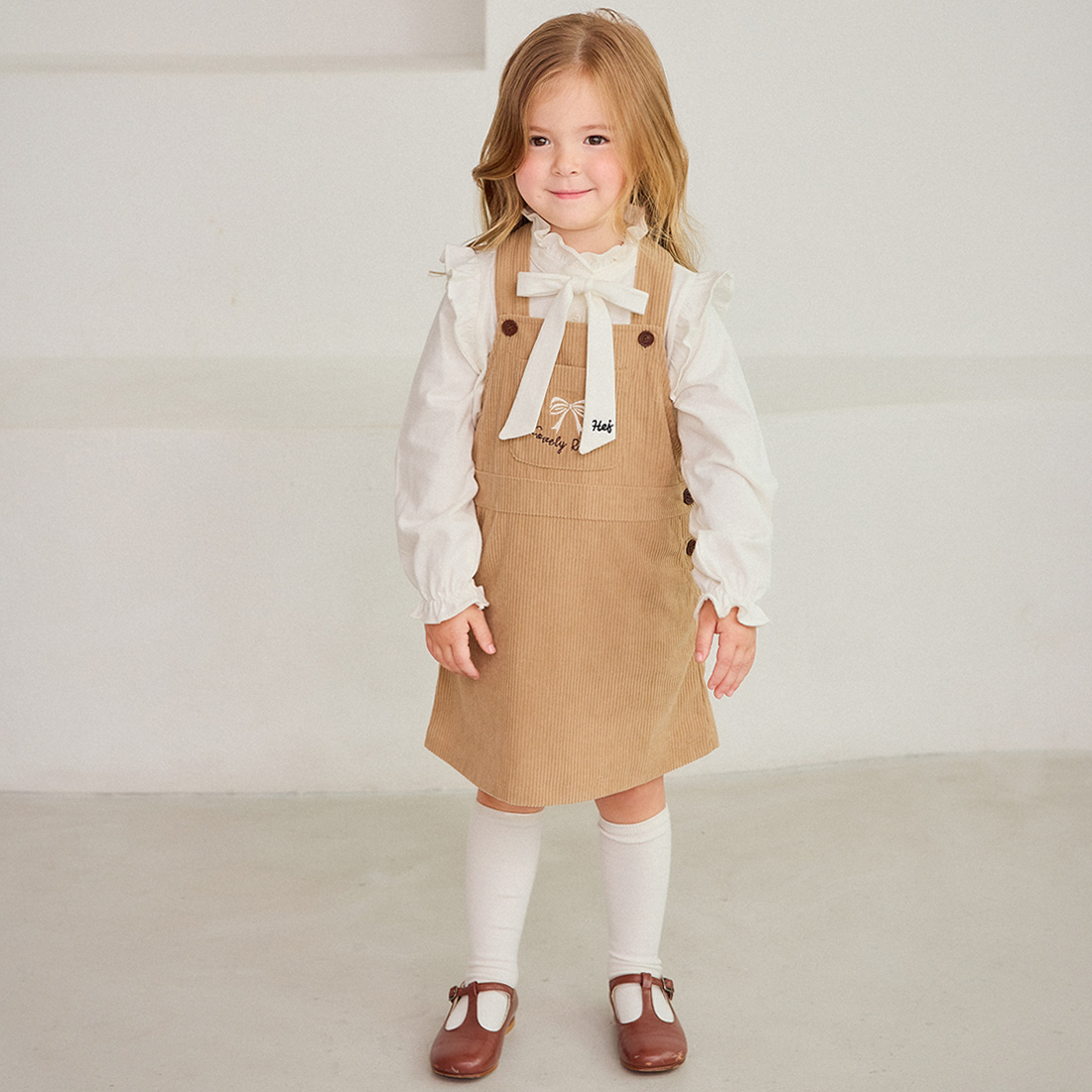 헤이미니 여아용 큐티리본 코듀로이 멜빵 원피스 21,380원