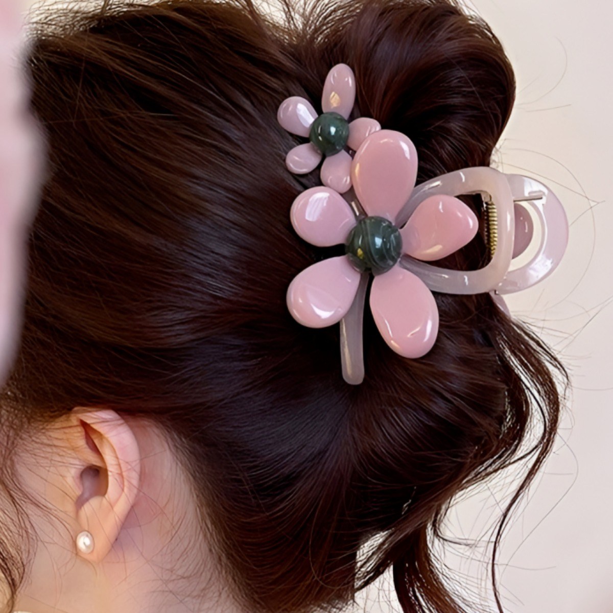 COCOMONSTER 더블 플라워 올림머리 헤어 집게핀 반머리 헤어핀 8cm 12,600원