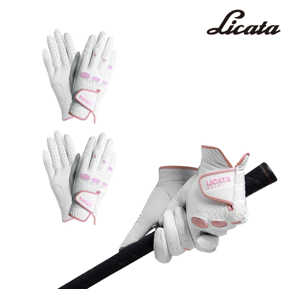 4장 1세트 리카타 프리미엄 반양피 여성 골프장갑, 화이트핑크, 1세트 39,100원