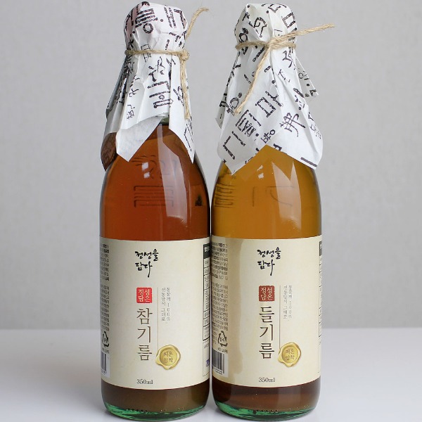 국내에서 착유, 저온압착, 참기름 350ml 2병 + 들기름 350ml 2병 세트 48,800원