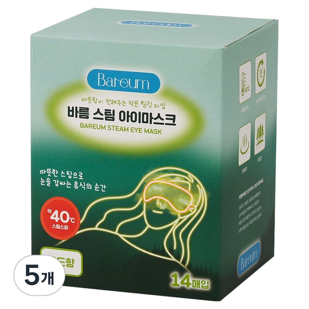 Bareum 일회용 스팀 아이마스크 우드향, 14개입, 5개 49,820원