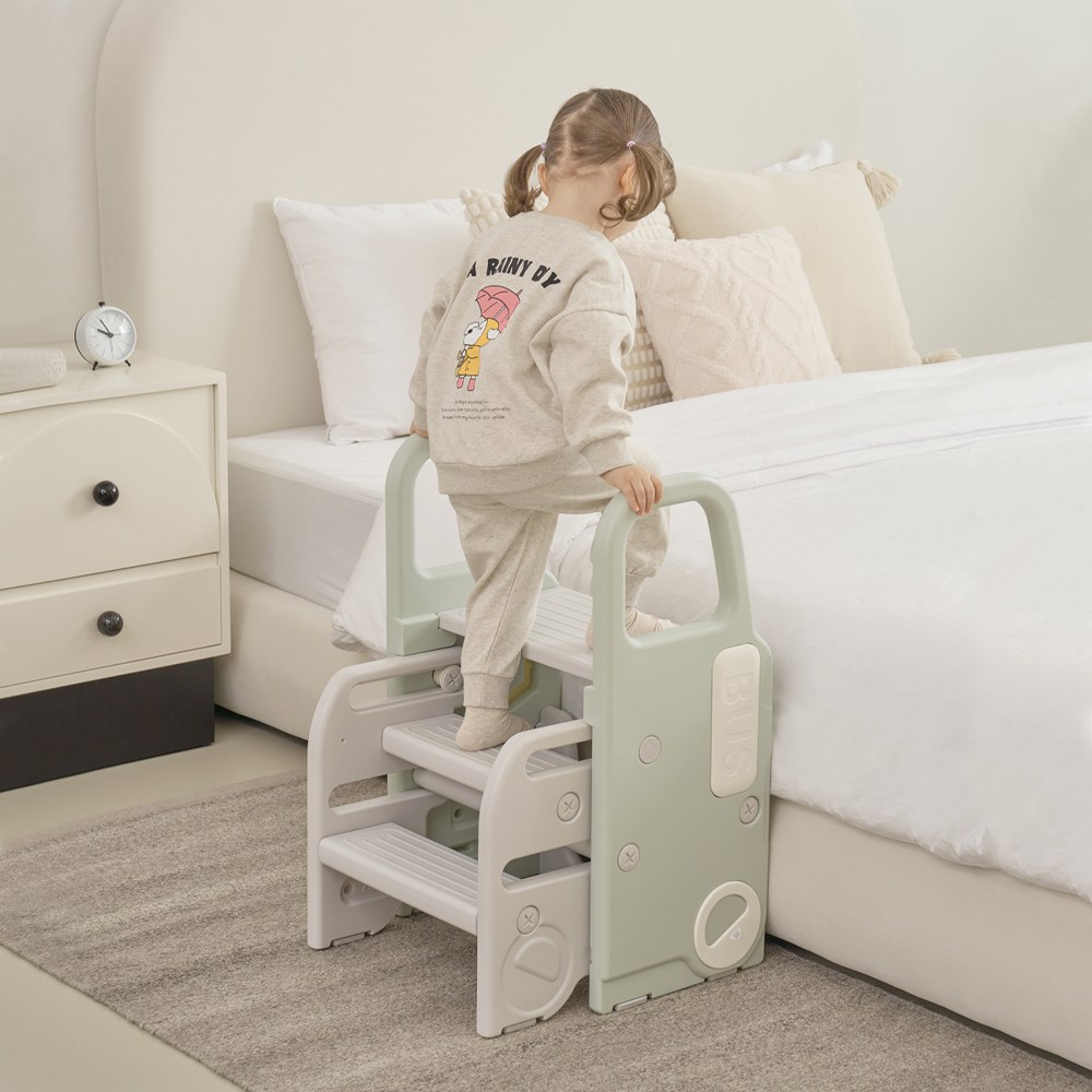 베네베네 2단 3단 트랜스폼 유아 아기 계단 변신 베네 버스 스탭 디딤대, 1개, 그린 45,500원
