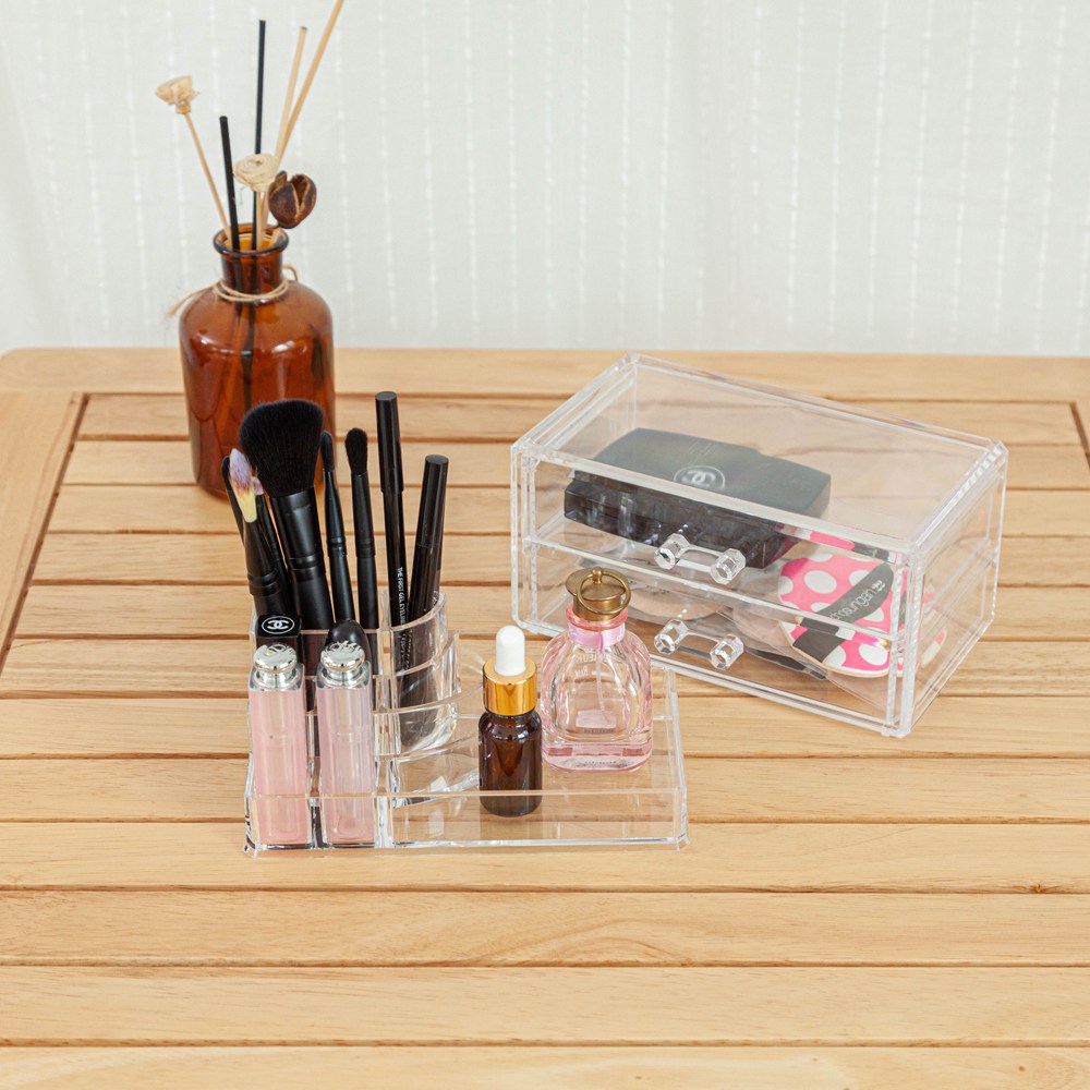 유로파크 아크릴 투명 정리함 2단 서랍형 화장품 메이크업 소품 7호 9,900원