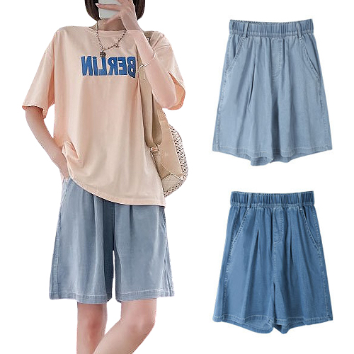 핑크셀럽 여성용 아이스 쿨링 와이드 밴딩 5부 청반바지 데님 팬츠 25,800원