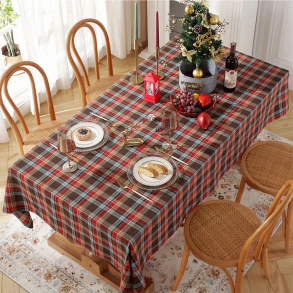 [5시건 당일출고] 북유럽 감성 크리스마스 체크 테이블보 식탁보 홈파티 데코 포토존, 브라운체크, 1개 50,000원