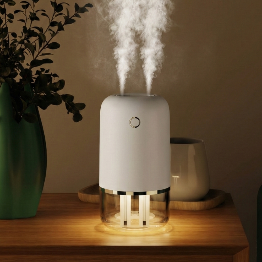 랩포트 듀얼 분사 무선 미니 가습기 무소음 무드등 400ml 사무실 가정용 차량용 휴대용 LABHU592, 화이트 1개 14,800원