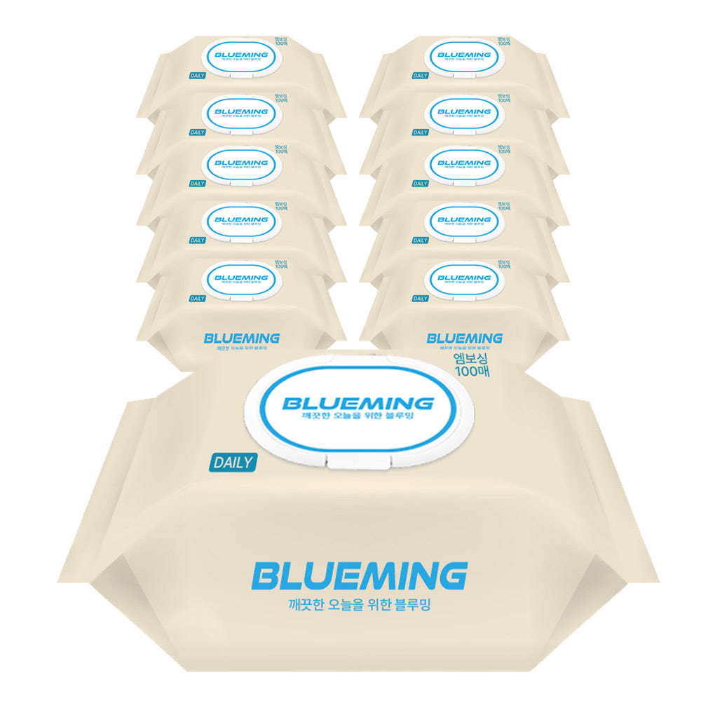 블루밍 도톰한 엠보싱 저자극 아기물티슈 대용량 캡형, 10개, 100개입, 55g 12,900원