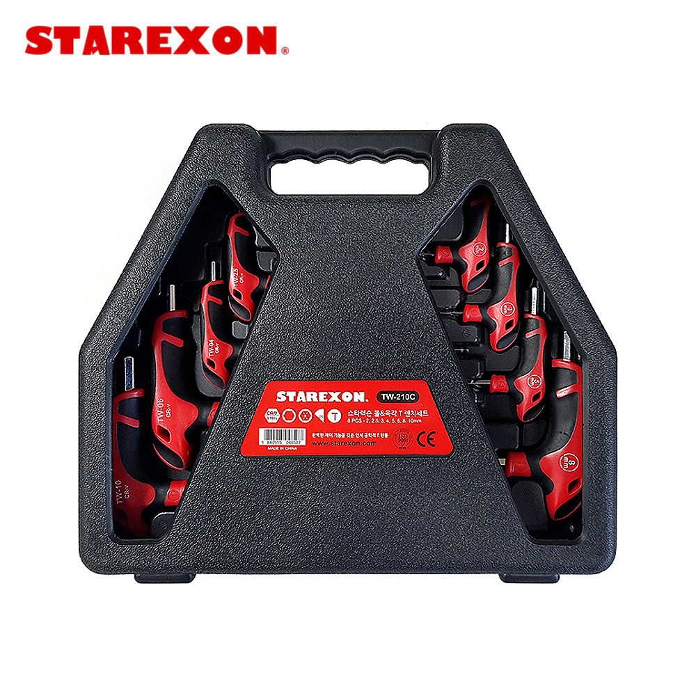 스타렉슨 볼&육각 T렌치세트 TW-210C (8PCS) (2~10mm) 렌치 랜치 육각렌치 육각볼 티렌치 볼육각T렌치 T핸들 26,250원