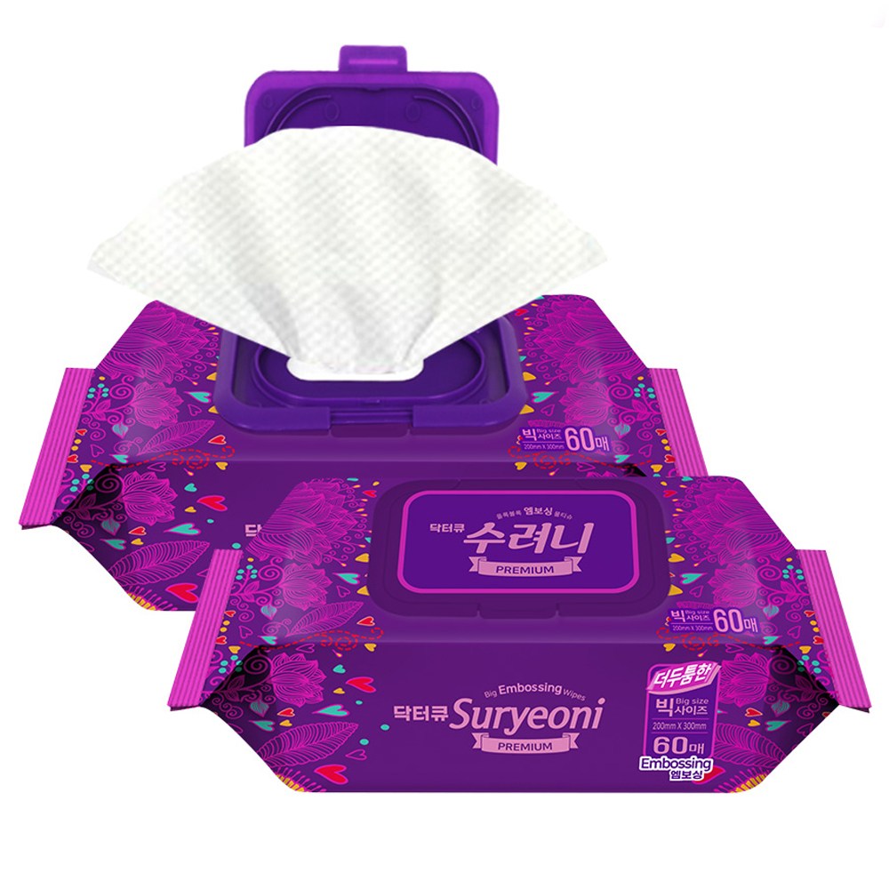 수려니 빅엠보싱 프리미엄 물티슈 60매 x 10팩, 60매, 10개, 8.83g 23,620원