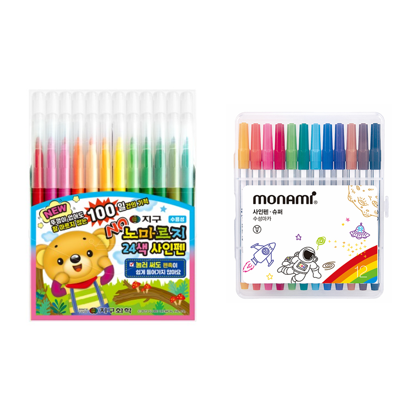 지구화학 노마르지 사인펜 24색 + 모나미 슈퍼사인펜 12색 세트 95,410원