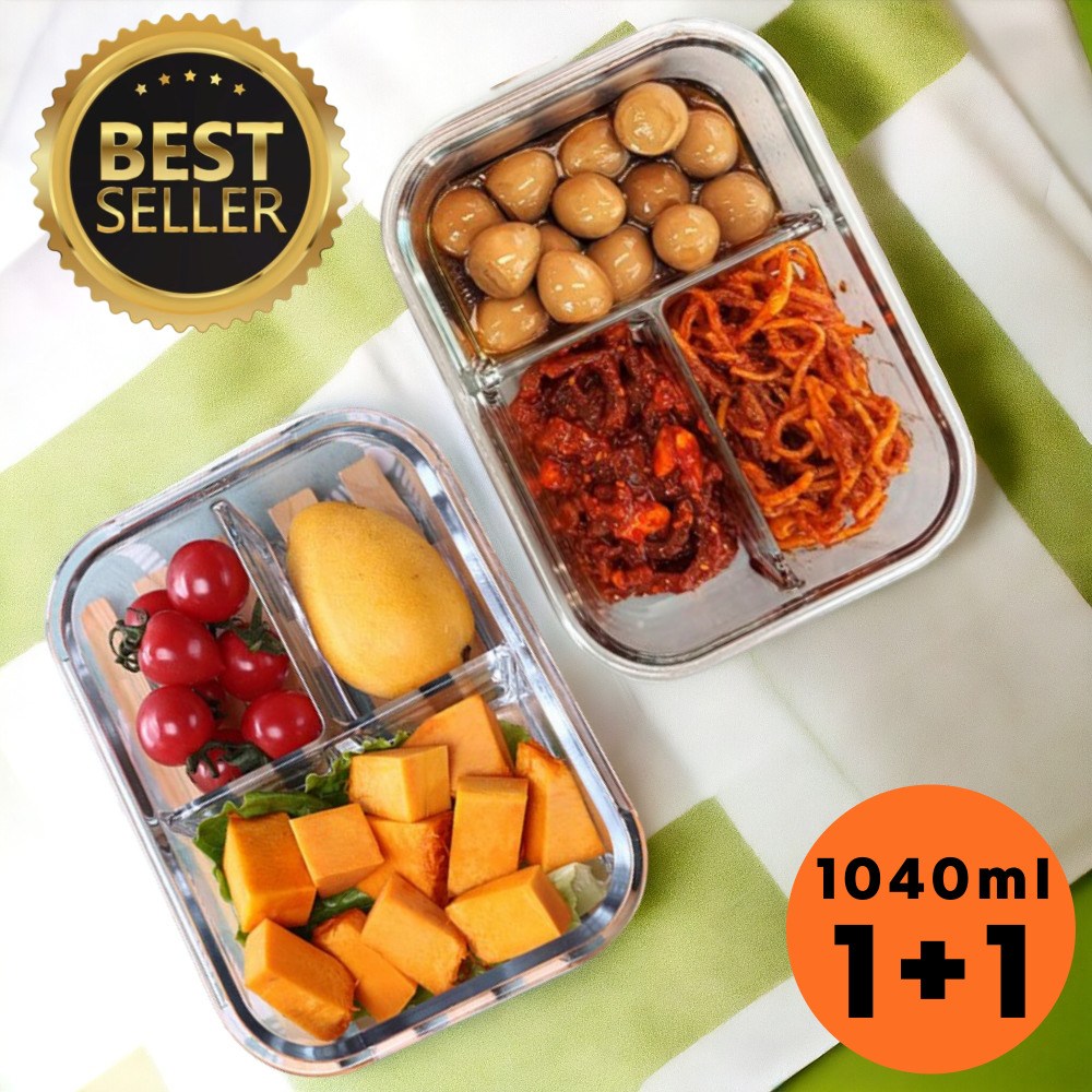 일상쏙 3칸 유리 나눔 반찬통 밀폐용기 12,900원