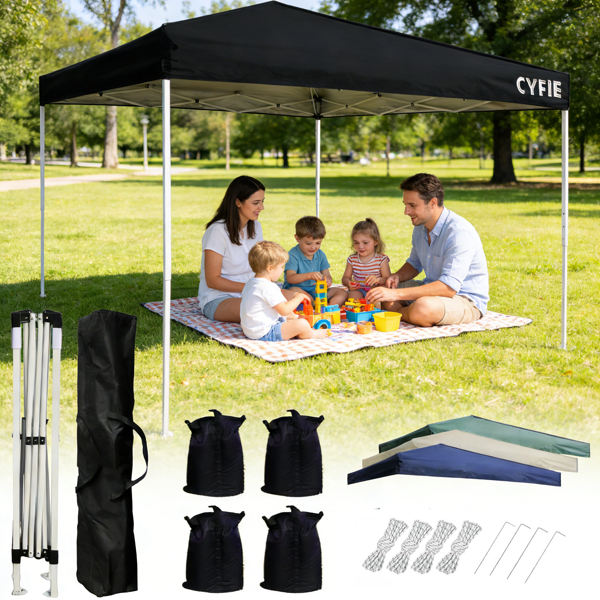 텐트 캠핑 원터치 텐트 천둥천막 접이식 캐노피 천막 지붕형 몽골텐트 접이식 캐노피차양막 행사용 방수 파티오 타프 대형 2X2 여름 4-6 인용 69,900원