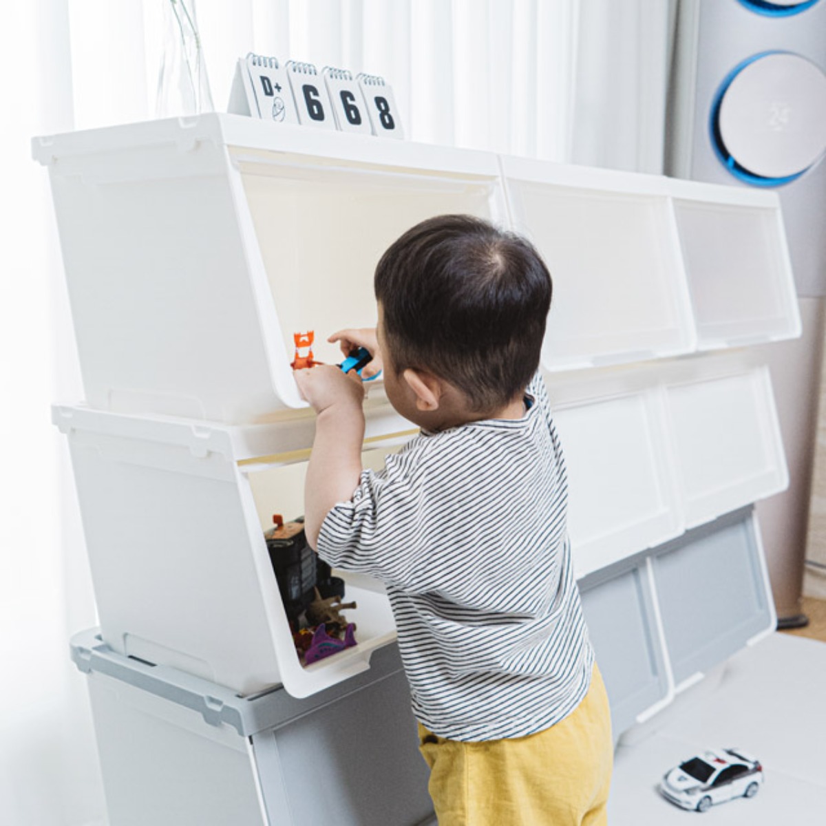 국내생산 2+1 슬라이딩 리빙박스 기저귀 장난감 정리함 수납장, 화이트, 1세트 42,000원