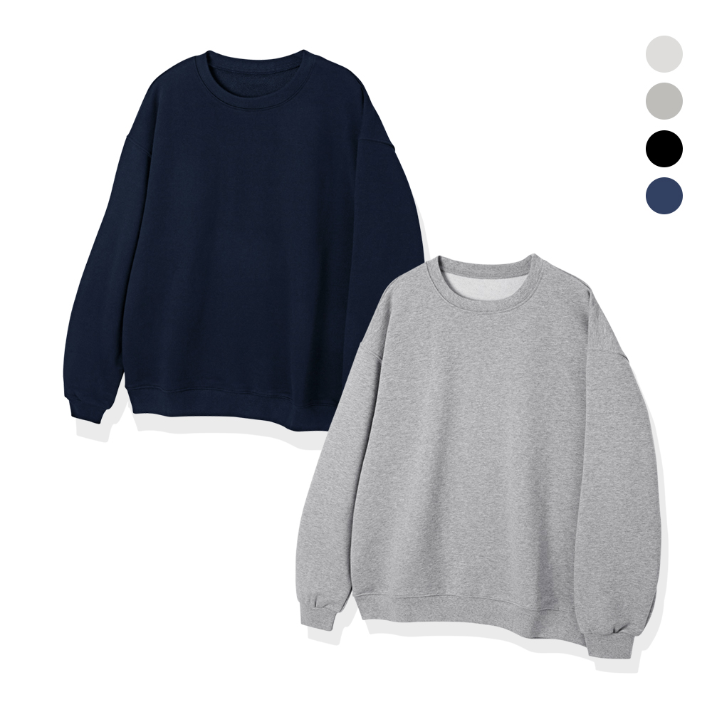 2장세트 베이직 오버핏 무지 맨투맨 남녀공용 데일리 긴팔 29,900원