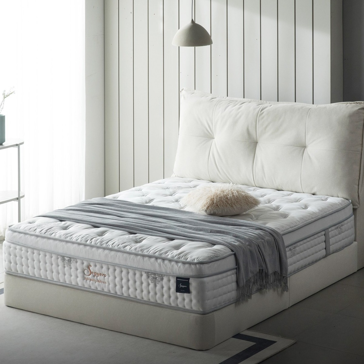 세계로가구 리옹 갤럭시 패브릭 침대 프레임 K + 하이퍼슬립 독립스프링 매트리스 (매트커버+베개 증정) (HMS25R) 802,000원