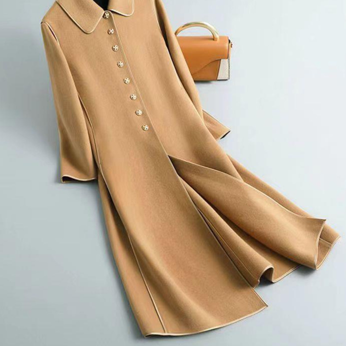 TIMEPURE 가을겨울 신상 울혼방 모직 코트 여성용 빅사이즈 트렌치코트 슬림핏 슬리밍 트렌디 엘레강스 보온성 오피스룩 롱기장 롱 자켓 루즈핏 아우터 오버니 코트 32,900원