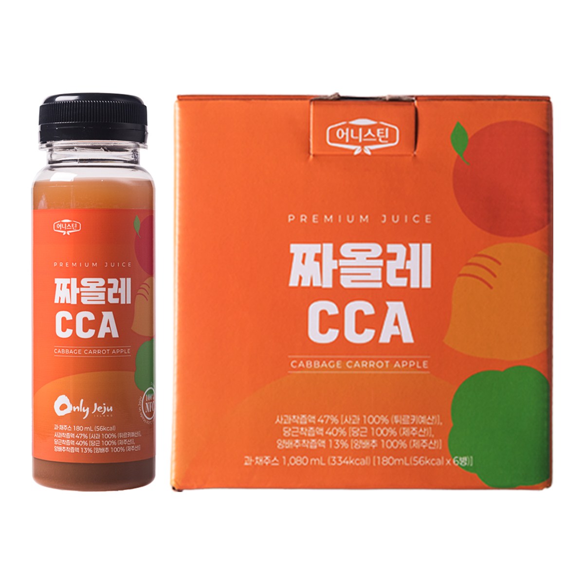 어니스틴 짜올레 CCA 주스 / 물 타지 않고 원물 그대로 착즙한 냉동 주스 / 제주 당근 제주 양배추 사과, 6개, 180ml 22,000원