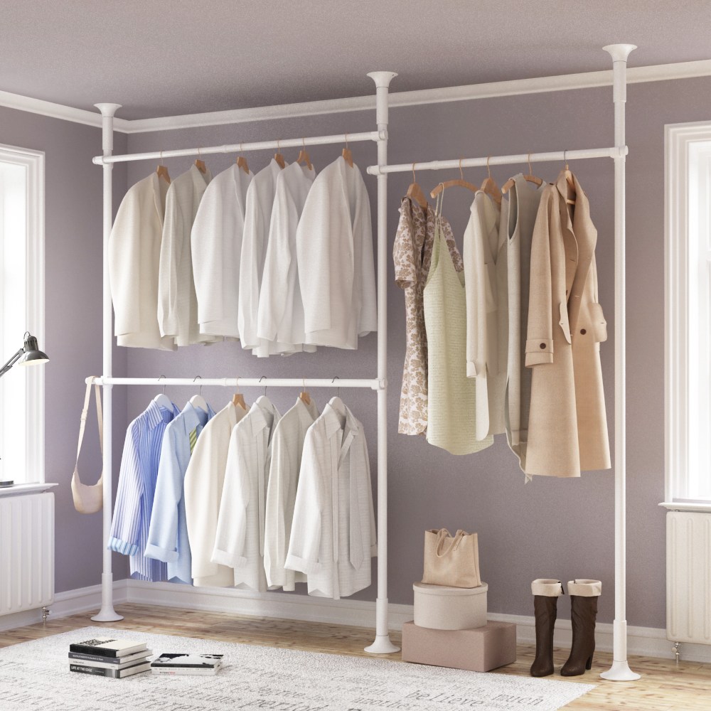 리우리빙 튼튼한행거 3단 38mm 올화이트 M  시스템행거 드레스룸 옷걸이행거 62,900원