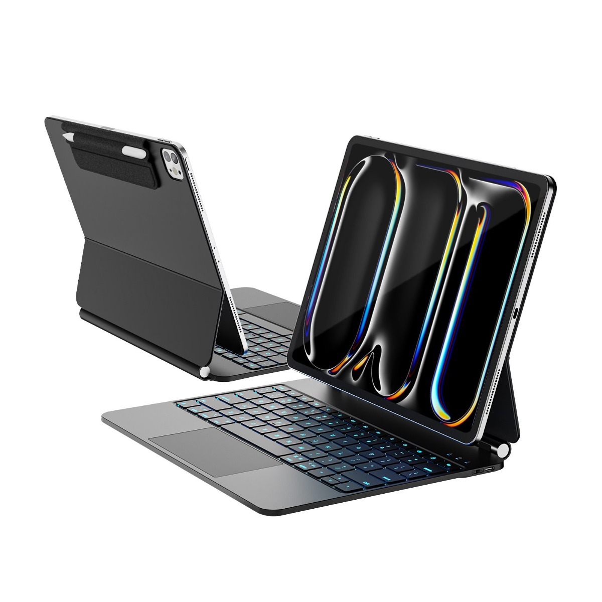 한국형 아이패드 프로 13인치 마그네틱 키보드 케이스, M5(8세대)/M4(7세대) 호환, 11색 백라이트, 트랙패드, 내구성 가죽, 블랙, 1개 139,900원
