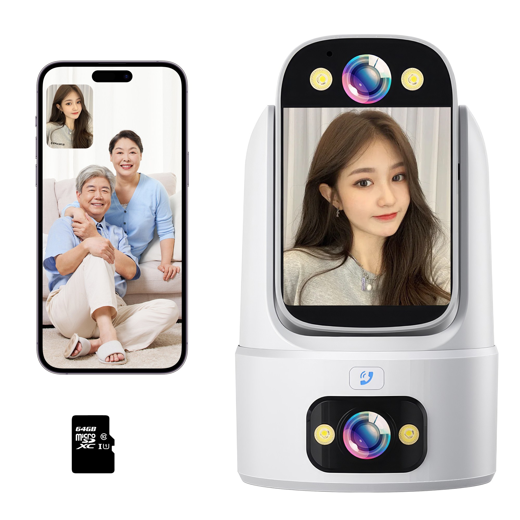 RUN기술 스마트 AI Wi-Fi 홈캠 듀얼 렌즈 360도 회전형 양방향 영상통화 카메라 86,800원