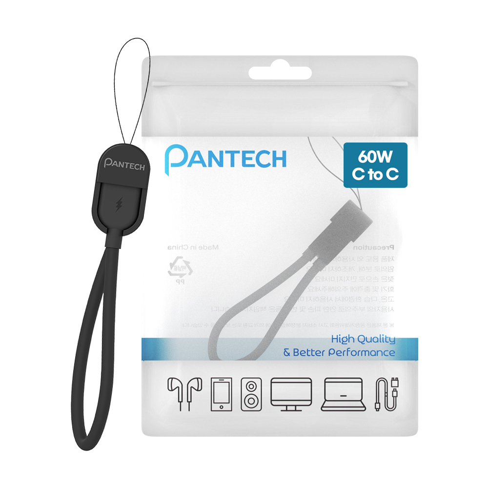 팬텍 C타입-C타입 초고속 충전 휴대용 숏케이블 60W, 1개, 블랙, 16.5cm 4,750원