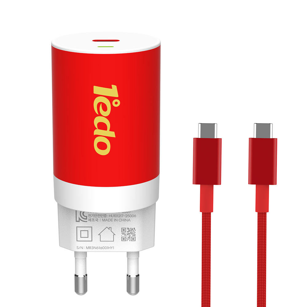 1edo GaN 30W PD PPS 고속 충전기 C to C타입 케이블 3A/1.8M 포함, 1세트, 레드 40,000원