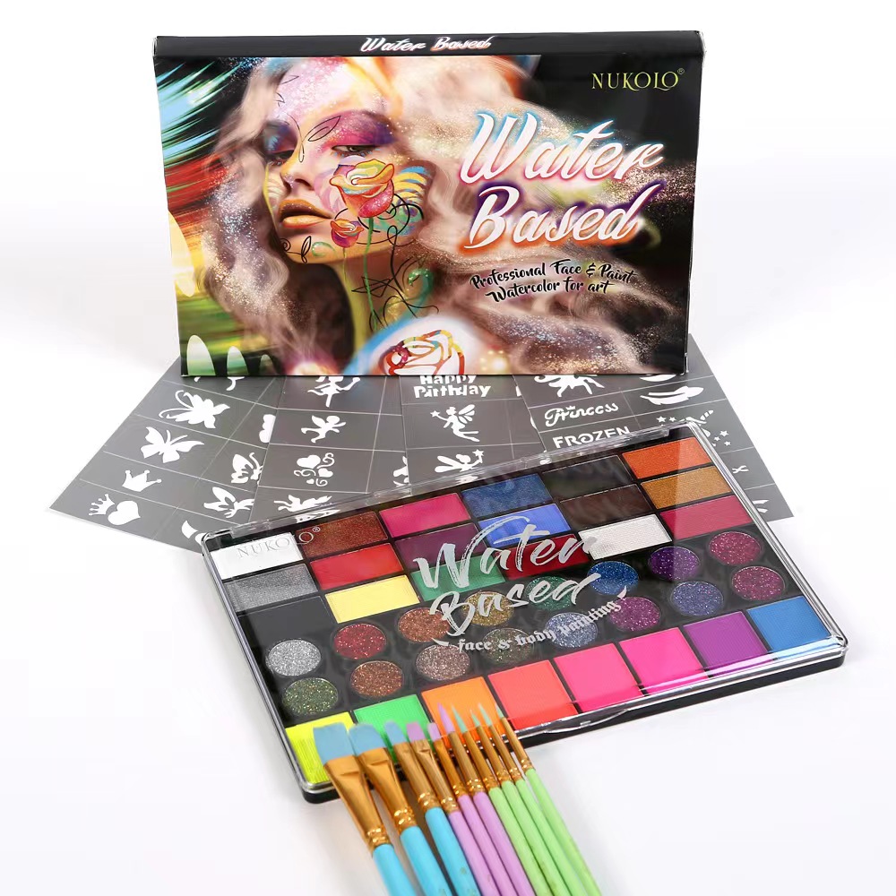 할로윈 메이크업 페이스페인팅 바디페인팅 분장 42컬러 고체 수채화물감키트 ,18개페이스 페인팅+16개 플래시 젤라틴 +8개 UV형광, 42컬러, 현재가 28,000원