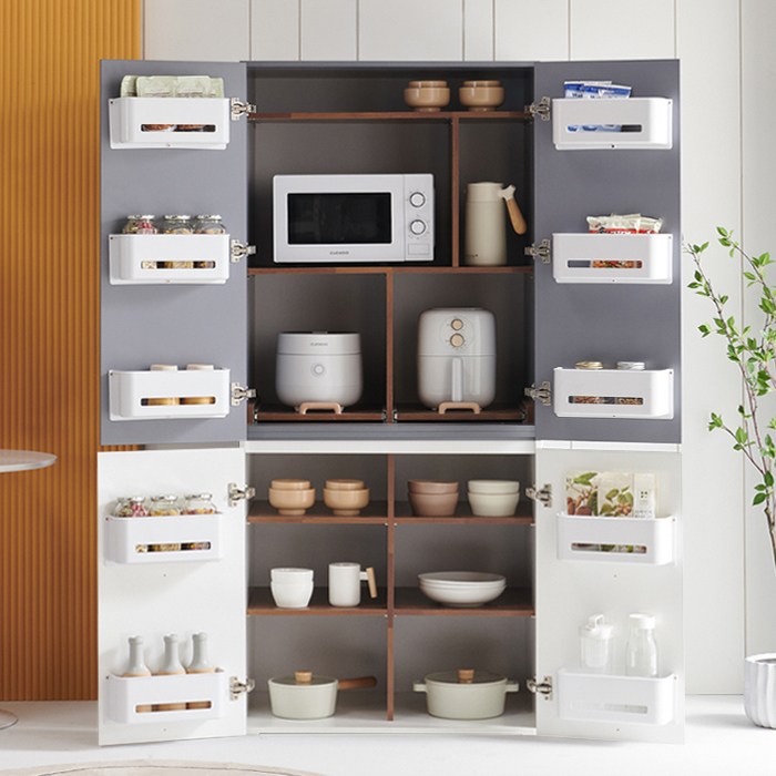 [룩홈] 프리즈 팬트리 수납장(상부장)+(하부장), 그레이(상부장)+화이트(하부장) 349,000원