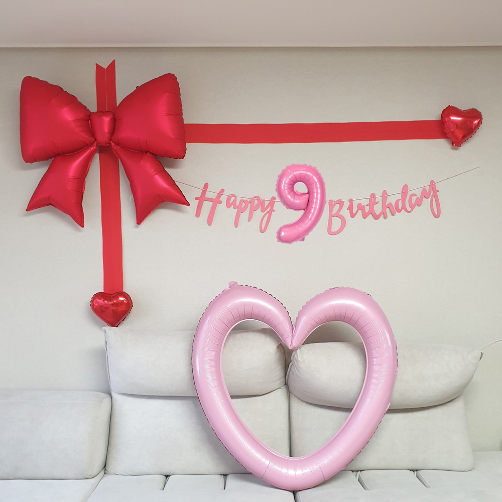 재미제이 대형 리본풍선 하트프레임 생일파티세트 선물상자컨셉 (레드) 14,900원