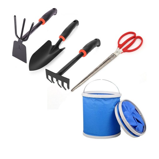 에코벨 해루질 양용호미 + 갈퀴 + 모종삽 + 일자집게 + 접이식 물통 세트 65,860원