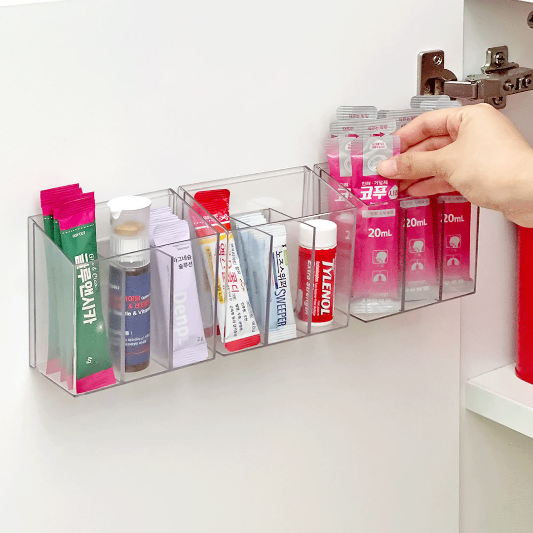 데미무드 플로팅 무타공 부착식 아크릴 약 정리함 꽂이형 5,410원