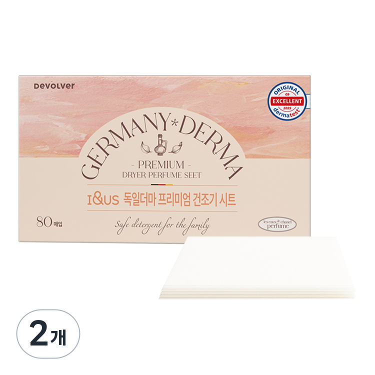 아이앤어스 독일더마 초고농축 섬유유연제 30일 향기 좋은 건조기 드라이 시트, 알러지없는 EWG 등급 항균시트, 2개, 80매 27,900원