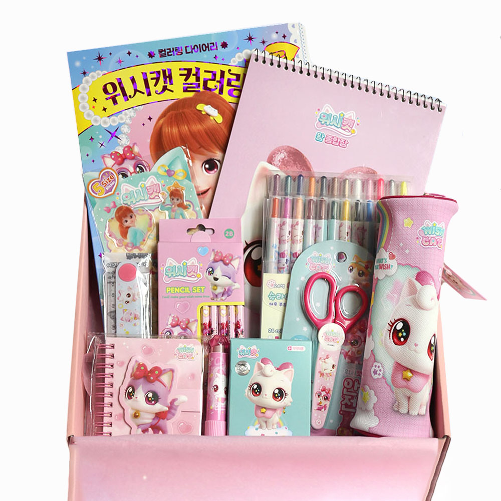 달빛앤제이_위시캣 초등 문구 학용품 선물 세트 [2종 초등학교 입학 준비물 초등학생 신학기 조카 졸업 새학기 굿즈] 55,730원