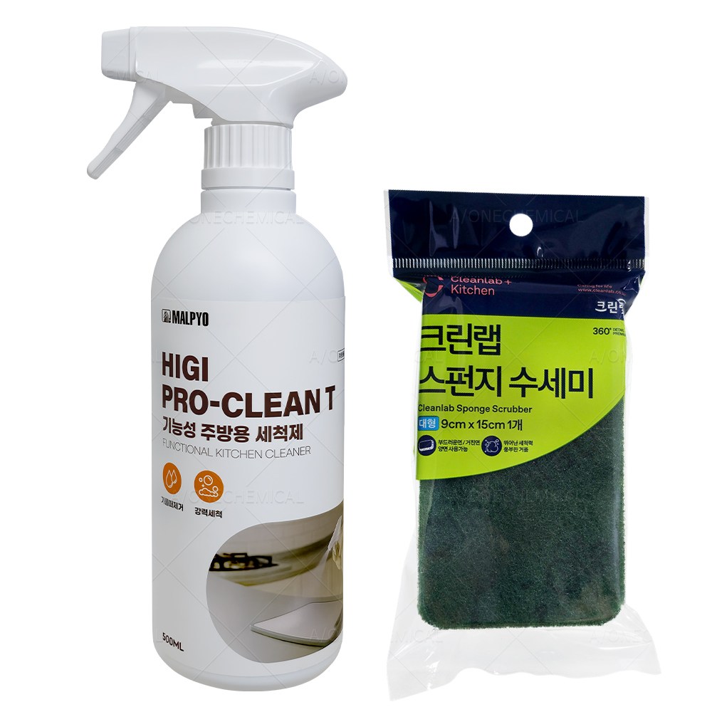 말표 기능성 주방용 세척제 500ml + 크린랩 스펀지 수세미 대 세트 기름때 주방 욕실 청소 화장실 하이지 프로 클린 티 8,080원
