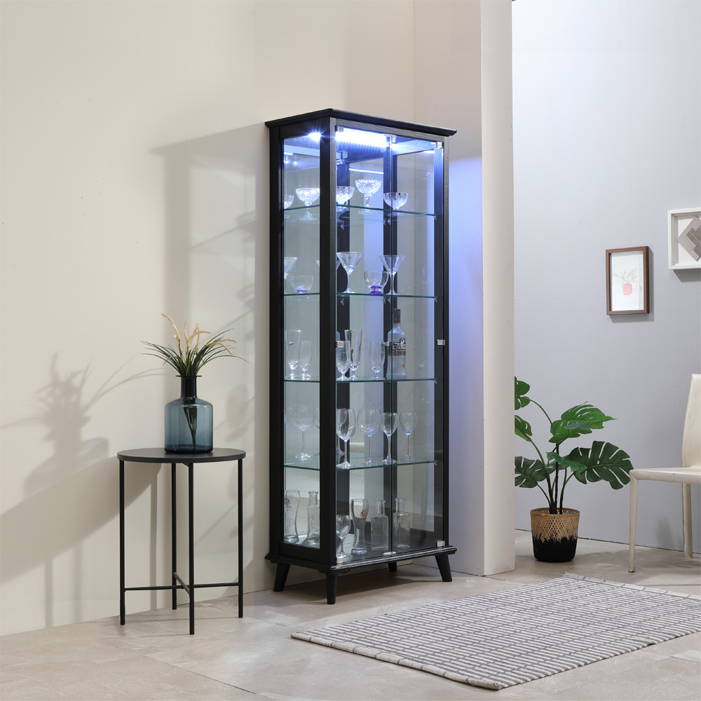 럭셔리 강화유리장식장 / 4단 5단 장식장 양주장식장 거실진열장 피규어장식장 LED장식장, 블랙 289,900원