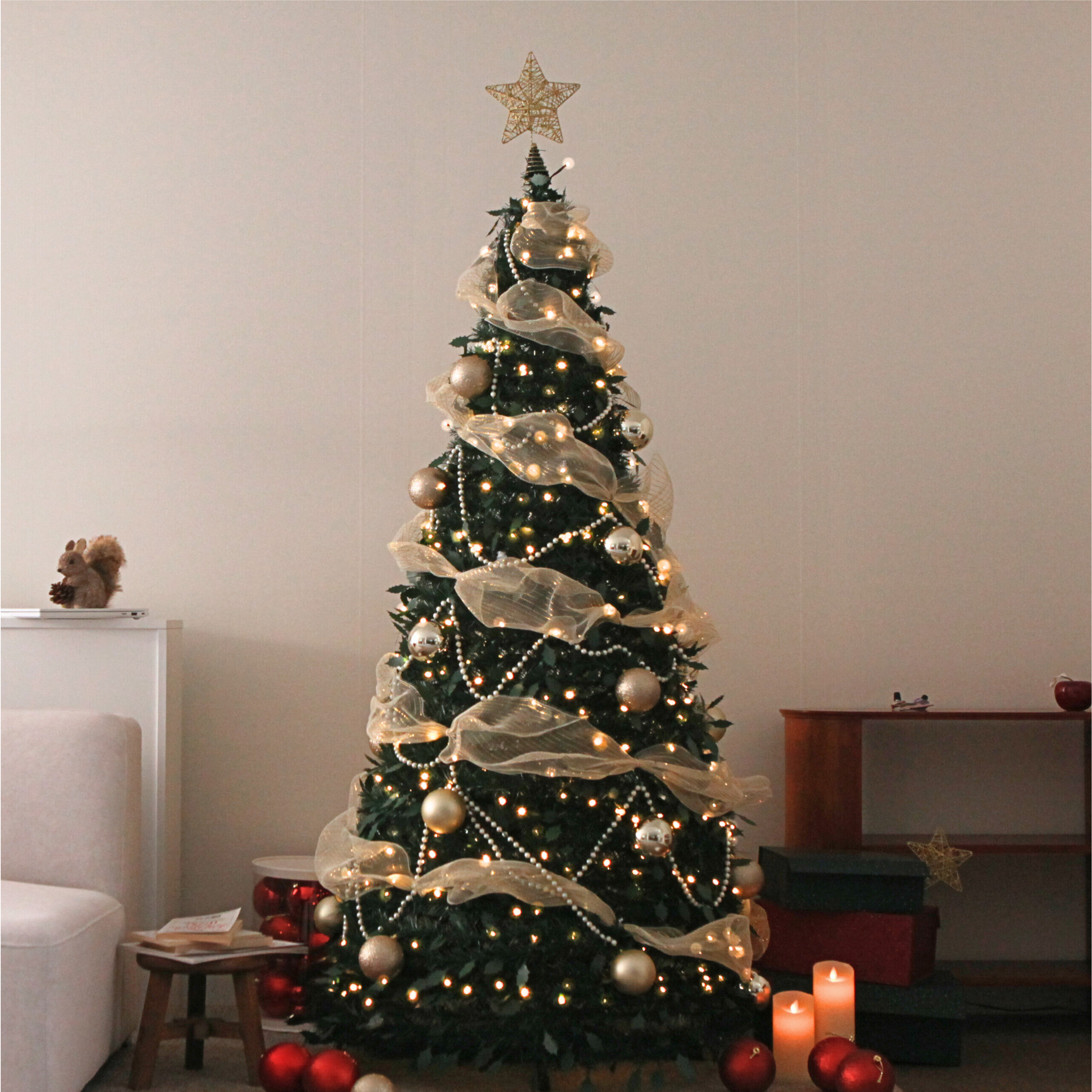 25년신상 프리미엄 일체형 접이식 원터치트리 캐슬트리 트리풀세트 보관백포함, 샴페인 글로우 풀세트 219,000원