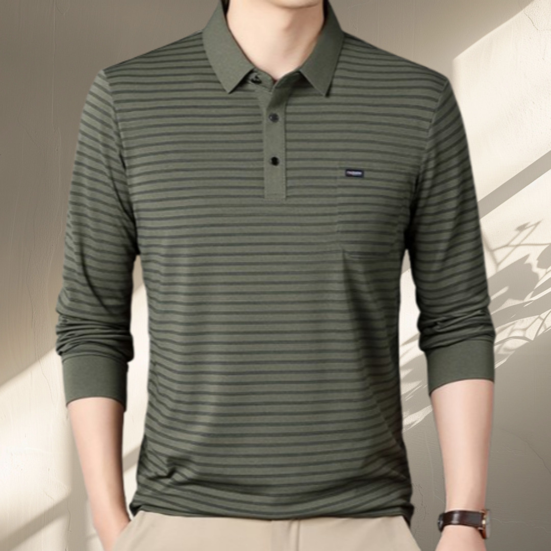 코엑티 남성 봄 가을 스트라이프 카라 긴팔티 26,800원