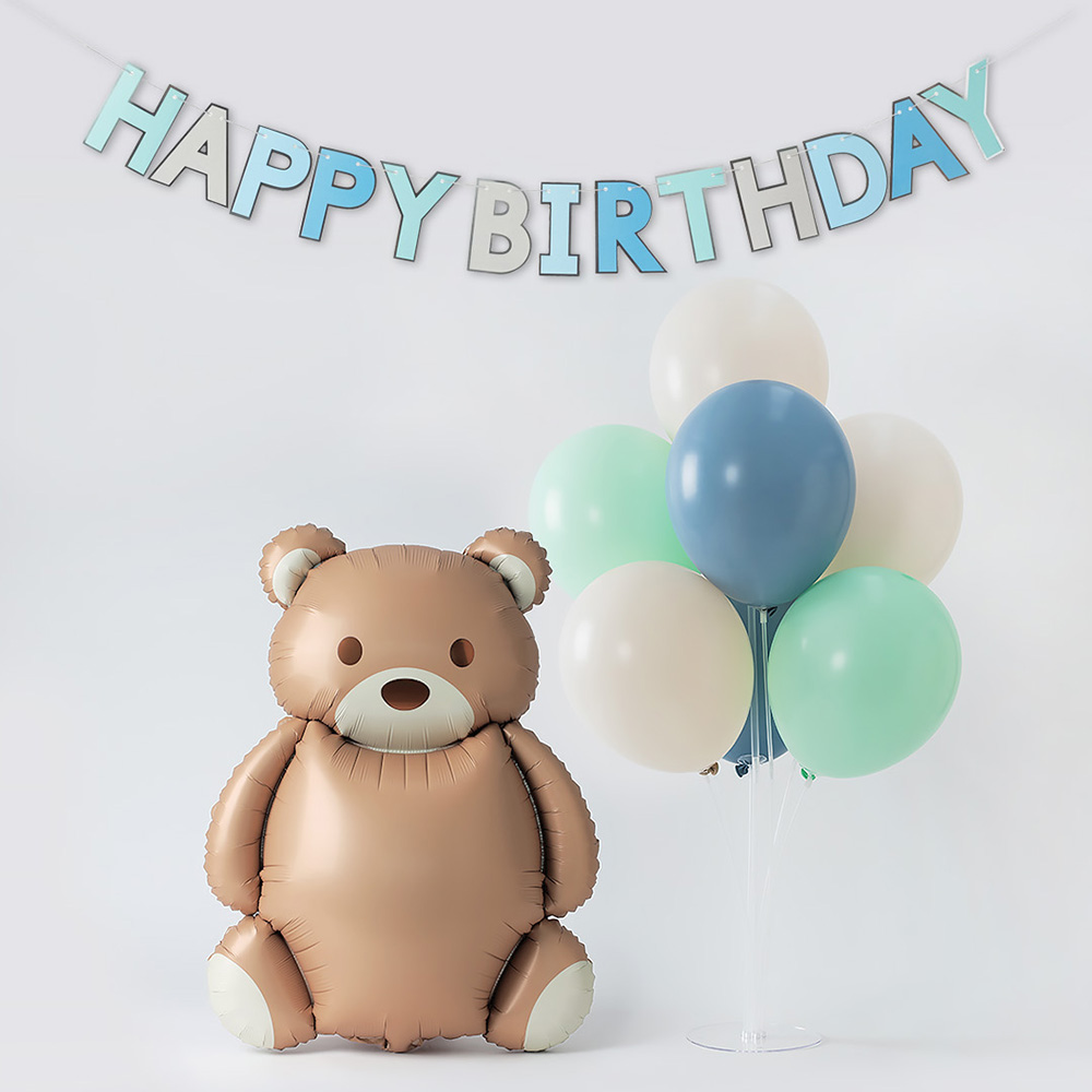 조이파티 생일파티 곰돌이 은박풍선 + 풍선 스탠드 + 고무풍선 + 생일가랜드 세트 13,500원