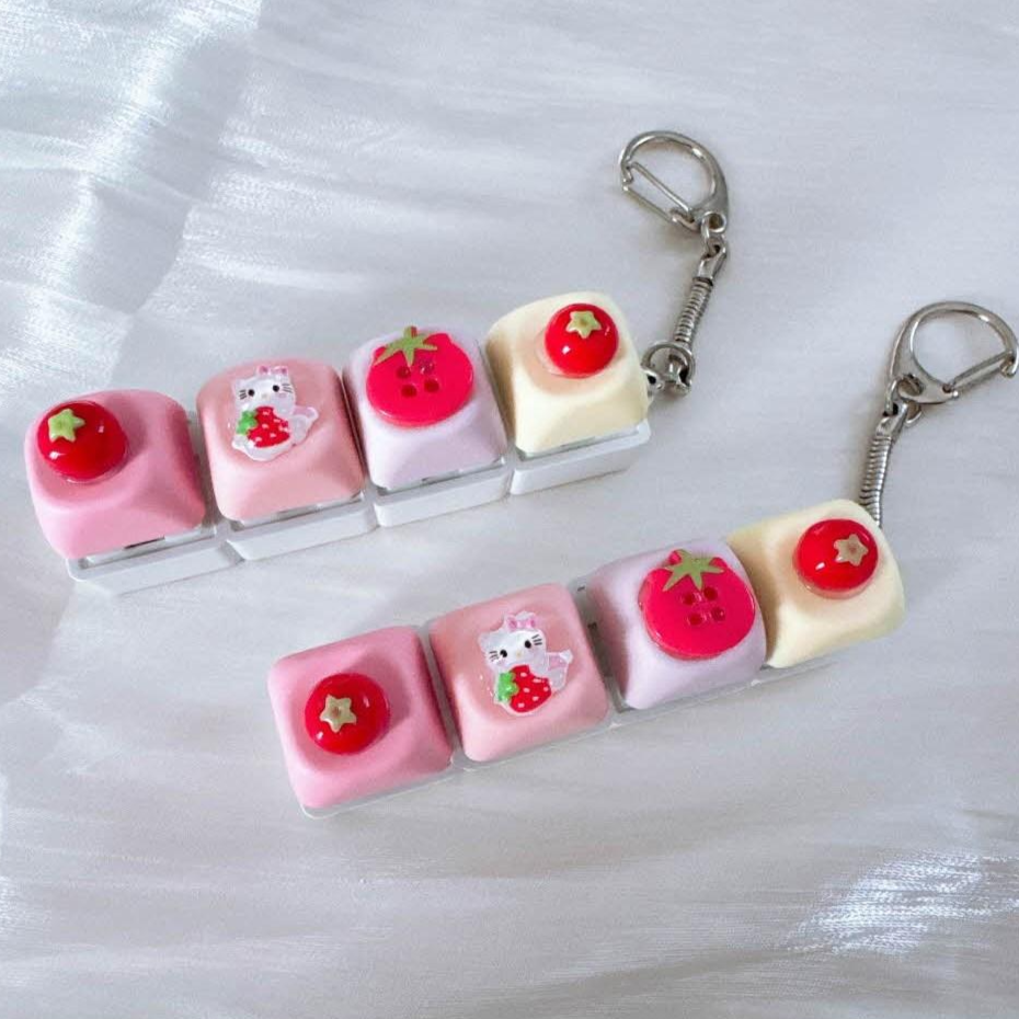 피크닉 led 파스텔 키캡 키보드 딸깍이 키링, 1개, 토마토고양이 9,900원