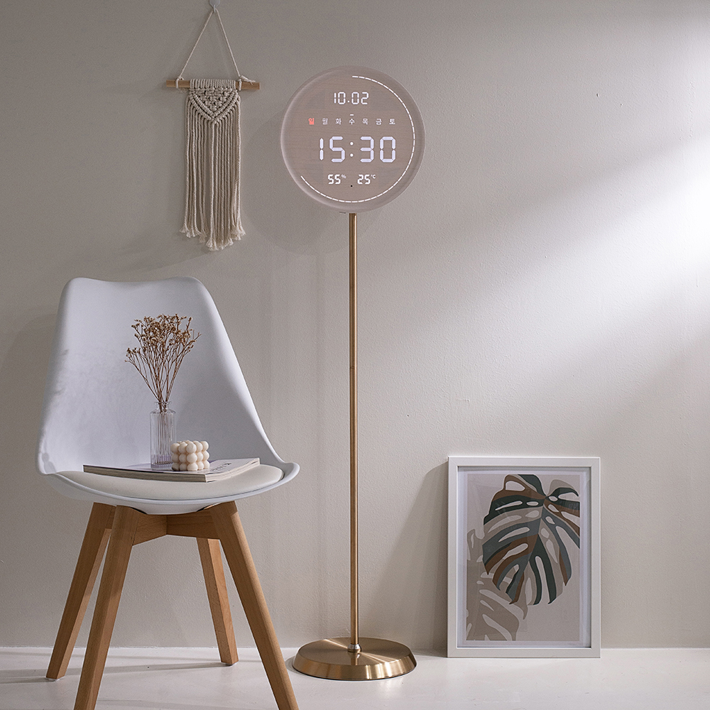 플라이토 무선 루나 터닝 원형 온습도 와이파이 LED 스탠드 시계 + 스탠드 세트 245,650원