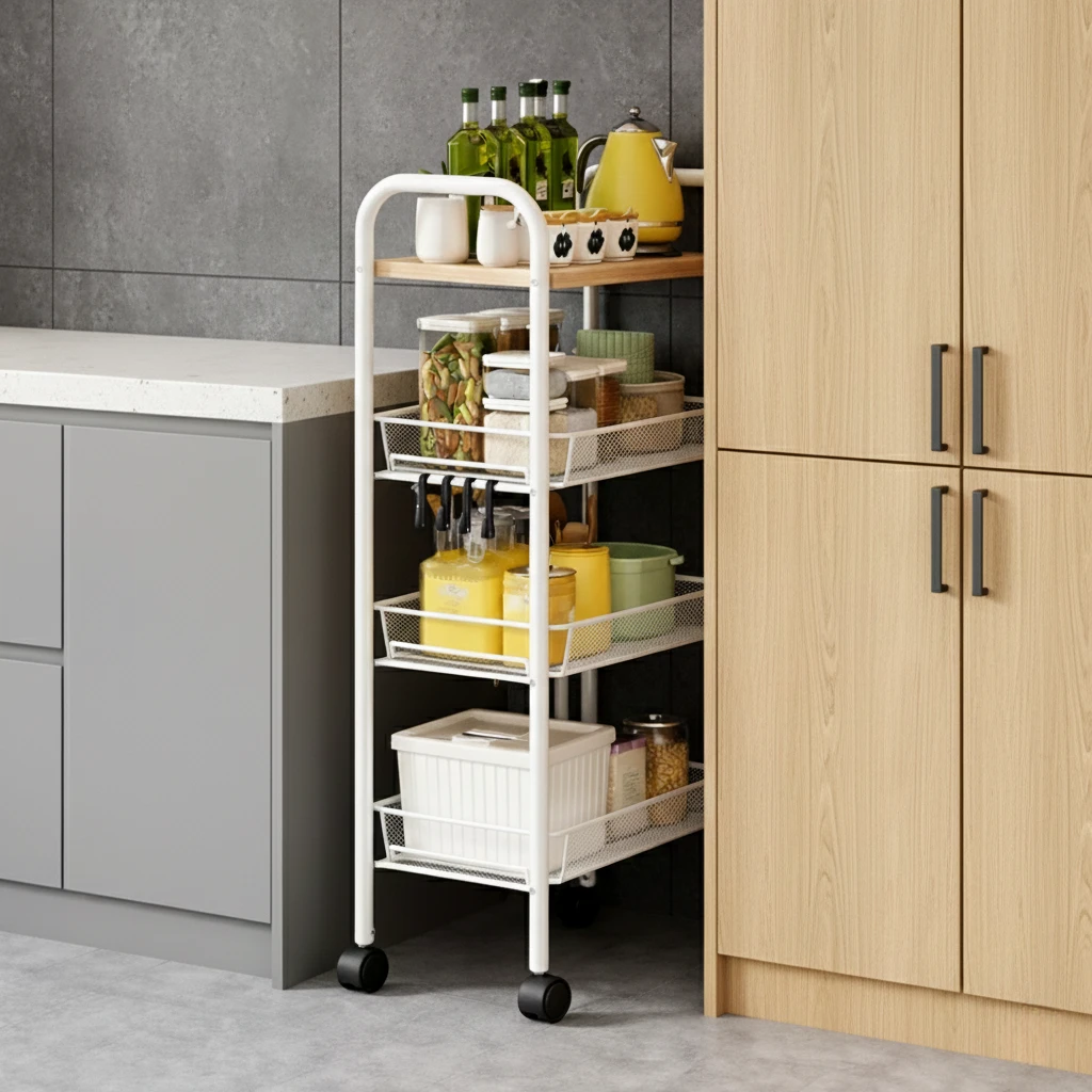 라온프리 다용도 이동식 틈새수납장, 4단, 우드 32,250원