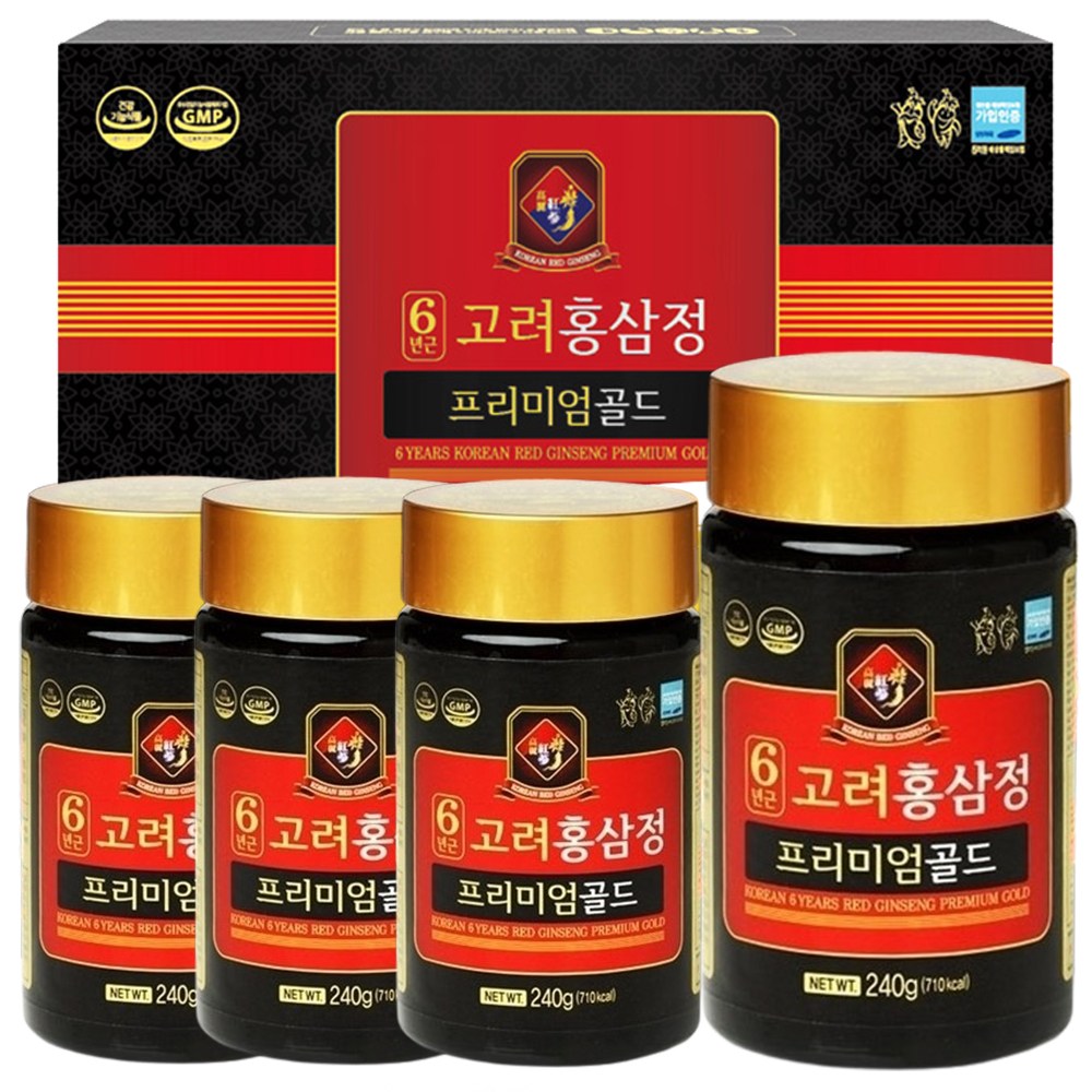 고려 6년근 홍삼정 프리미엄 골드 진한 농축액 홍삼 진액 선물세트, 240g, 4개 92,590원