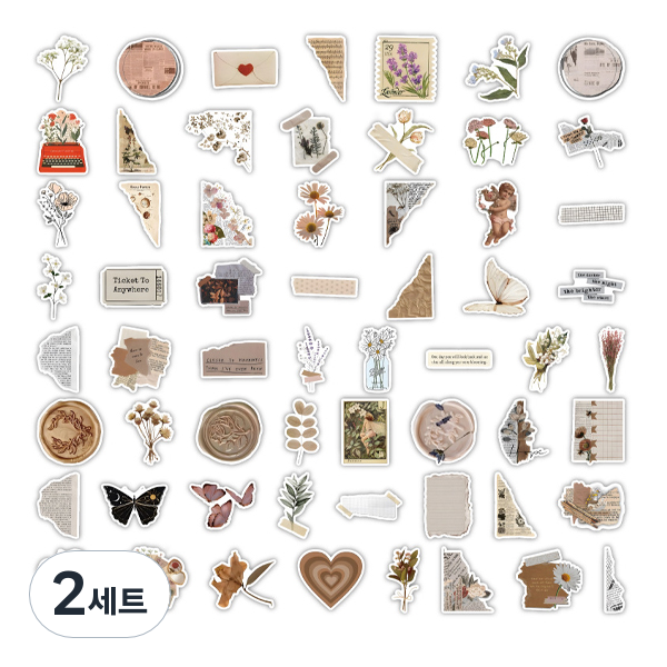 코히모 캐리어 패키지 노트북 방수 빈티지 다꾸 꾸미기 스티커 120종 세트 3W158 16,500원