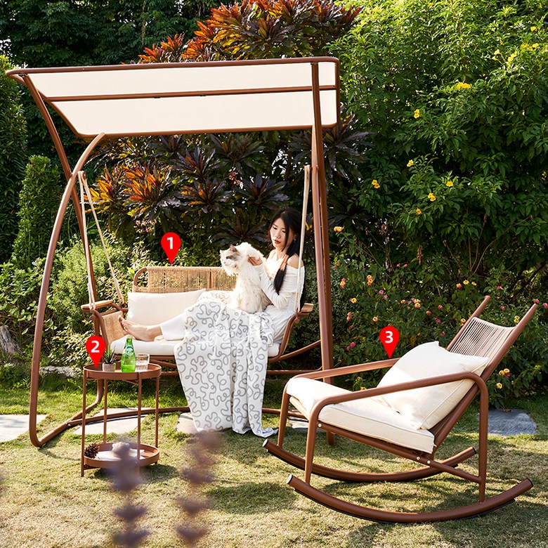 야외 정원 테라스 흔들 그네 의자 휴식용 원목 1,451,400원