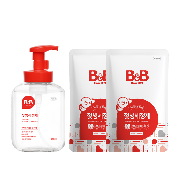 비앤비 젖병세정제 거품형 용기 450ml+리필400mlX2개 무료배송 12,900원