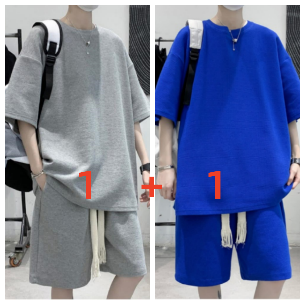 1+1 남여공용 와플 반팔 반바지 트레이닝 상하세트GG 19,990원