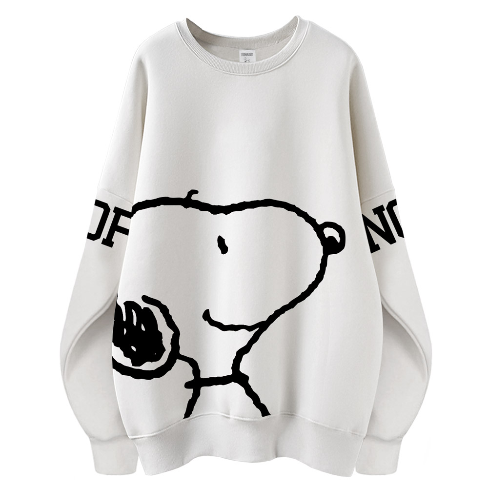 피너츠 정품 남녀공용 오버핏 캐릭터 라운드 맨투맨 빅사이즈 데일리 티 루즈핏 커플 라운드 티셔츠 남자 여성 롱티 단체티 방긋 스누피 29,800원